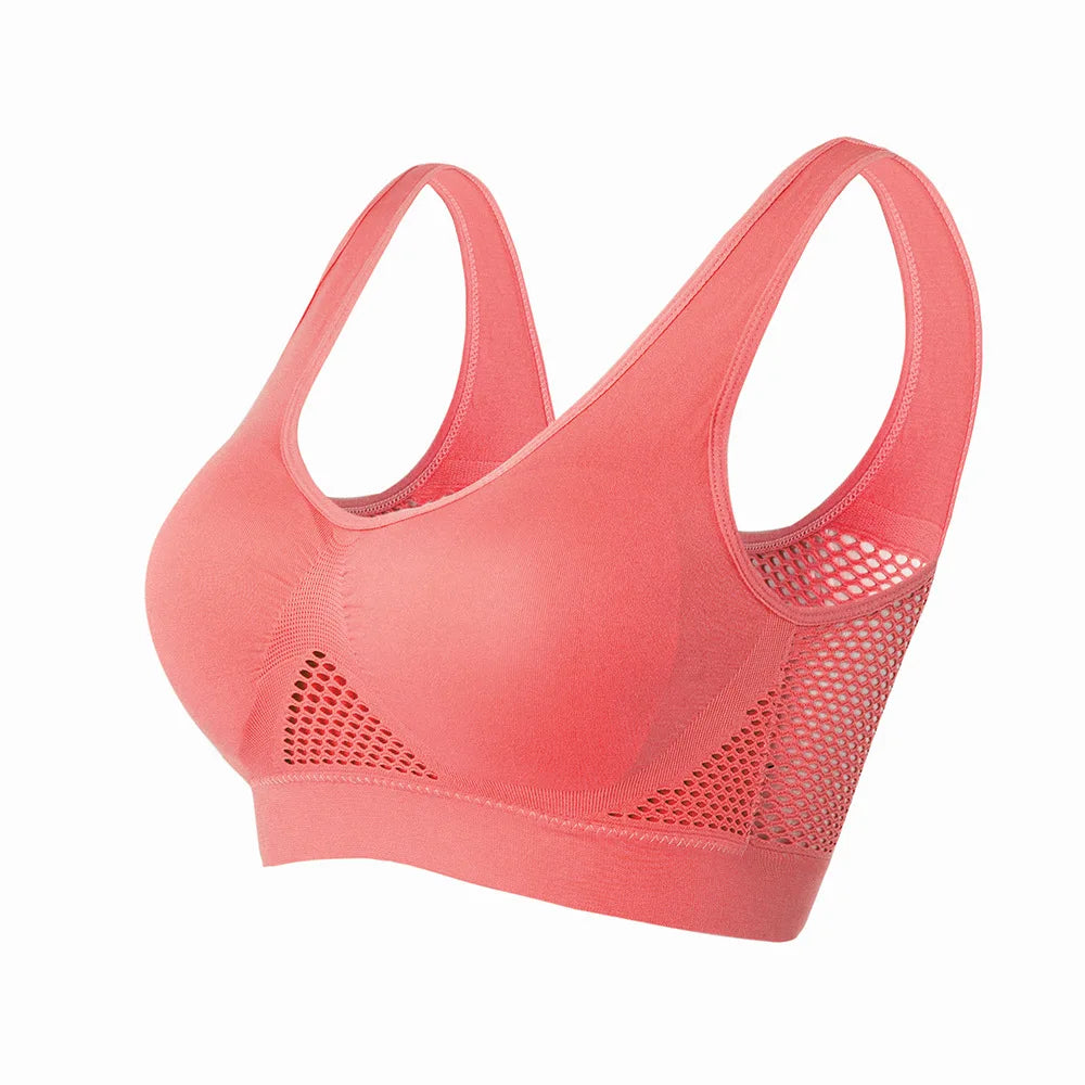 ✨ Seamless Breathable Sports Bra – Removable Padded Fitness Top for Women 🔷 حمالة صدر رياضية ناعمة وقابلة للتنفس – مبطنة قابلة للإزالة للرياضة والجيم للسيدات