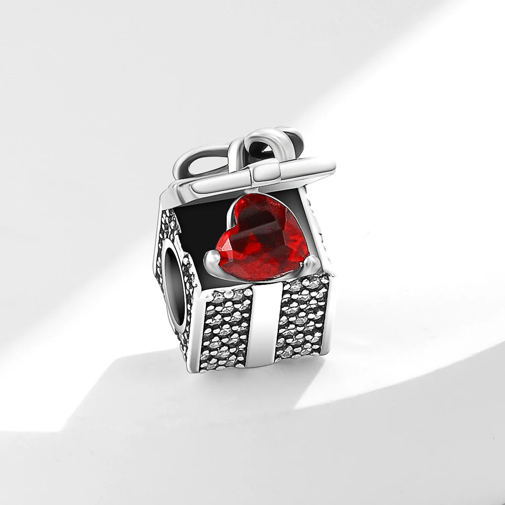 Valentine's Day Red Christmas Apple Gift Dangle Charms Beads 925 Sterling Silver Fit Original Heart Bracelet Women Jewelry