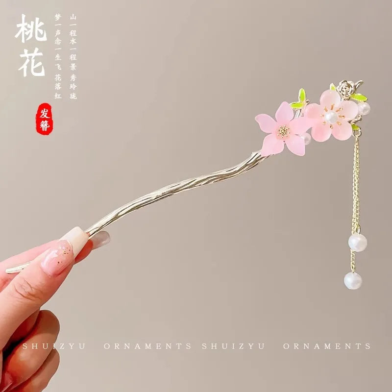 โจ Elegant Chinese Style Flower Tassel Hairpin โ Romantic Alloy Hair Accessory ๐ท ุฏุจูุณ ุดุนุฑ ุฃููู ุจุทุฑุงุฒ ุตููู ุชูููุฏู โ ู
ุฒูู ุจุฒููุฑ ูู
ุนููุงุช ุฑูู
ุงูุณูุฉ ู
ู ุงูู
ุนุฏู