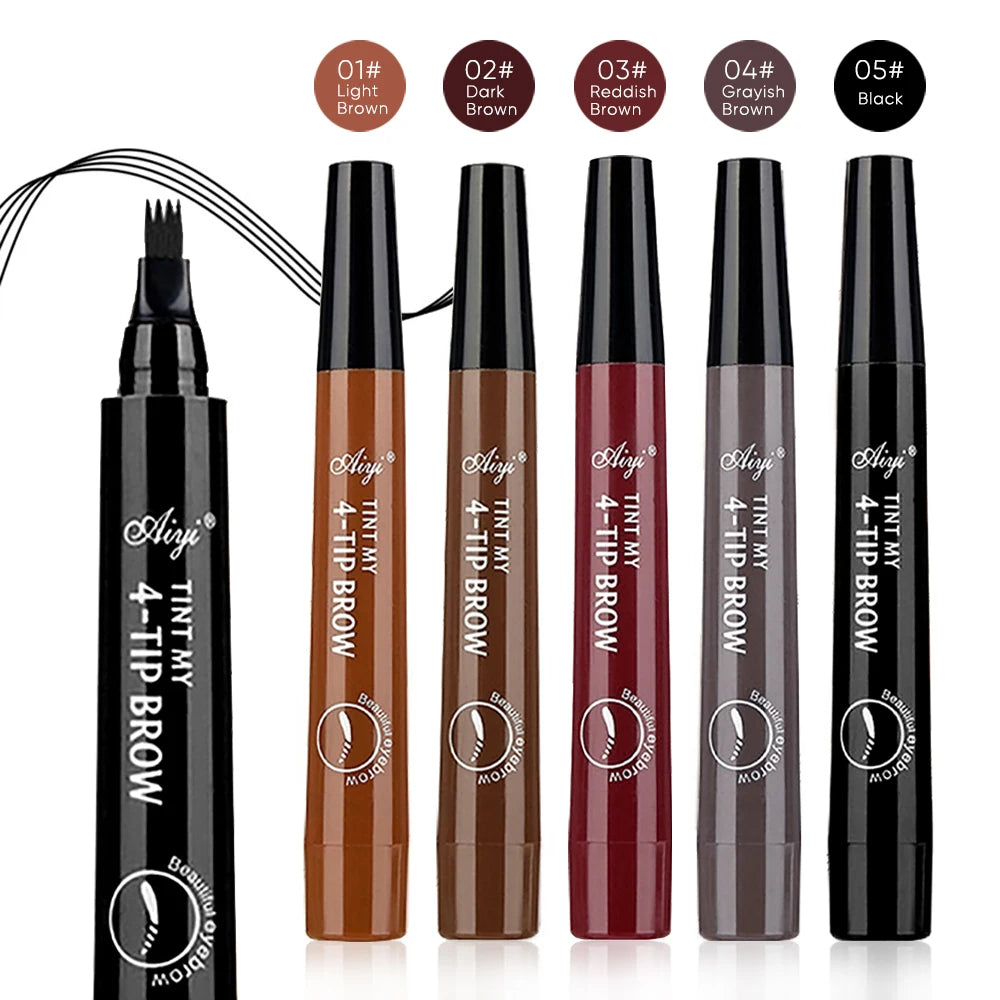 4-in-1 Waterproof Eyebrow Pencil – 5-Color Long-Lasting Liquid Brow Definer | قلم حواجب 4 في 1 مقاوم للماء – 5 ألوان طبيعية لتحديد ورسم الحواجب بثبات عالي