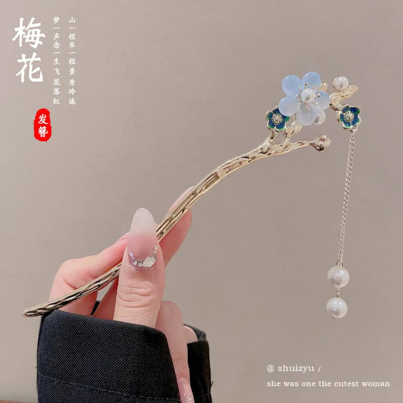 โจ Elegant Chinese Style Flower Tassel Hairpin โ Romantic Alloy Hair Accessory ๐ท ุฏุจูุณ ุดุนุฑ ุฃููู ุจุทุฑุงุฒ ุตููู ุชูููุฏู โ ู
ุฒูู ุจุฒููุฑ ูู
ุนููุงุช ุฑูู
ุงูุณูุฉ ู
ู ุงูู
ุนุฏู