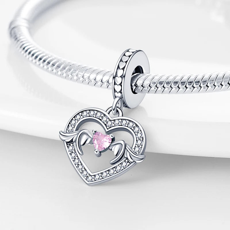 ✨ 925 Sterling Silver Mom & Daughter Heart Charm – Fits Pandora Bracelets 🔷 تعليقة قلب للأم والابنة من الفضة الإسترلينية 925 – مناسبة لأساور باندورا