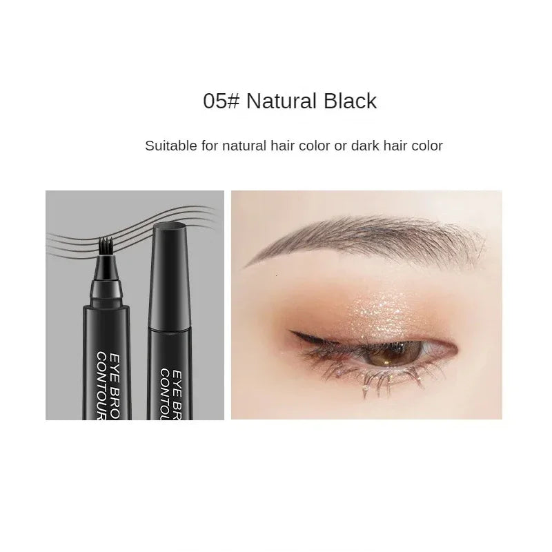 4-in-1 Waterproof Eyebrow Pencil – 5-Color Long-Lasting Liquid Brow Definer | قلم حواجب 4 في 1 مقاوم للماء – 5 ألوان طبيعية لتحديد ورسم الحواجب بثبات عالي