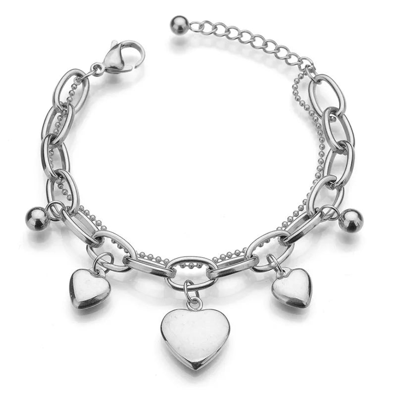 1PC Women's Fashion Trend Zinc Alloy Multilayer Steel Ball Love Bracelet Travel, Date, Banquet, Party, Festival Dressing Gifts