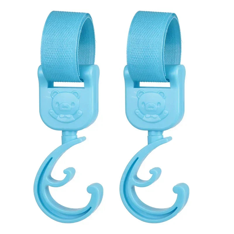 🪝 360° Rotating Baby Stroller Hooks – Universal Organizer Hangers for Pram & Cart | خطاف دوّار 360° لعربات الأطفال – لتعليق الشنط وتوفير المساحة