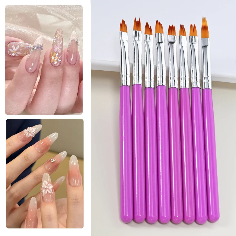 9pcs DIY Brush Nail Art Brush Set Acrylic Lace Ombre Design Nail UV Gel Painting Drawing Flowers Pen Manicure Salon Tools Suit