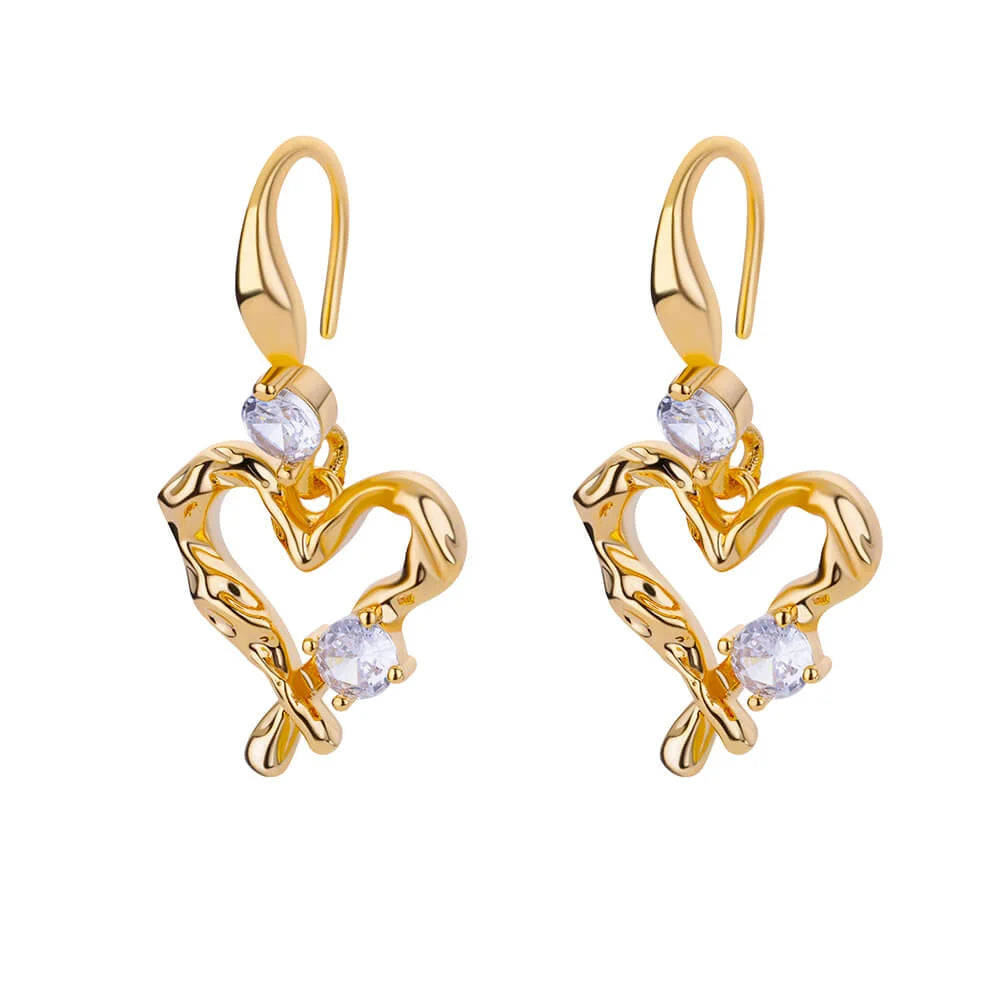 ✨ Luxury Zircon Heart & Moon Hoop Earrings – Imitation Pearl Stainless Steel Wedding Jewelry 🔷 أقراط دائرية فاخرة بزركون وقلب وهلال – تصميم أنيق مع لؤلؤ صناعي من الستانلس ستيل