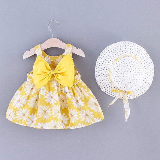 🎀 Summer Floral Princess Dress for Girls 0-3 Years 👗 – Sweet Everyday Dress with Bow | فستان صيفي مزخرف بالزهور للبنات من عمر 0-3 سنوات – فستان أميرة ناعم مع فيونكة