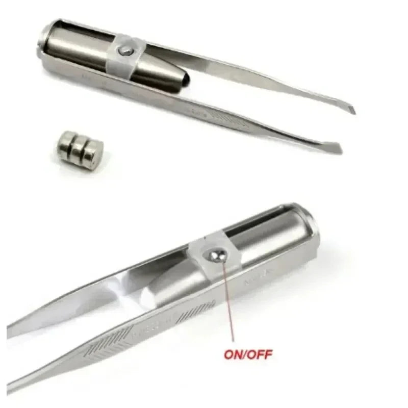 💡 LED Light Tweezer Set – Stainless Steel Beauty Tool | ملقط تجميل بإضاءة LED – أداة ذكية من الستانلس ستيل لإزالة الشعر بدقة