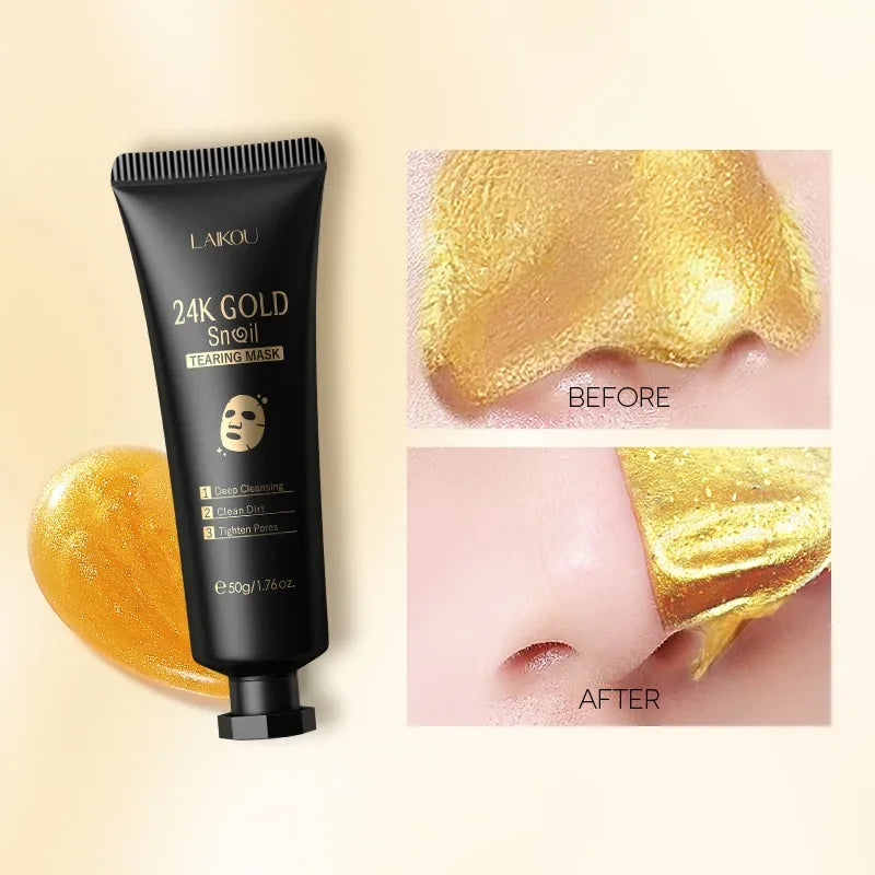 LAIKOU 24K Gold Sakura Face Mask – Anti-Wrinkle & Whitening Peel Off | ماسك الذهب والساكورا 24K من لايكو لتفتيح البشرة ومكافحة التجاعيد