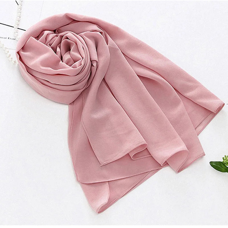 🌙 Muslim Chiffon Hijab Scarf for Women 🧣 – Solid Color Long Head Wrap Lightweight Veil | حجاب شيفون نسائي طويل – شال سادة بألوان أنيقة وخامة خفيفة