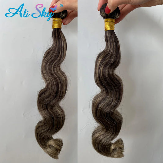 1B/27 Mixed Color Body Wave Remy Hair Bundles – 100% Human Hair Weave Extensions | خصلات شعر مموجة طبيعية بلون مدمج 1B/27 – إكستنشن ريمي من شعر بشري ناعم وكثيف