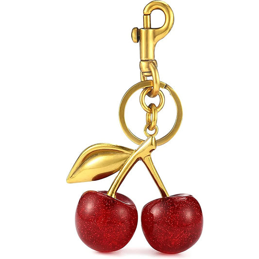 ✨ Fashion Red Cherry Keychain – Summer Fruit Bag Charm for Women & Men 🔷 ميدالية مفاتيح على شكل كرز أحمر – إكسسوار صيفي أنيق للحقائب والمفاتيح
