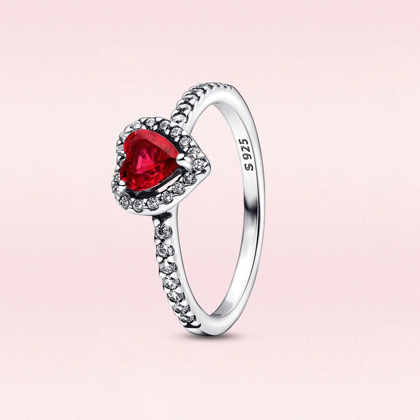✨ Red & Pink Heart Zircon Ring – Fashion Wedding Jewelry Gift 🔷 خاتم أنيق مرصع بحجر زركون قلب باللونين الأحمر والوردي – هدية راقية للزفاف والموضة