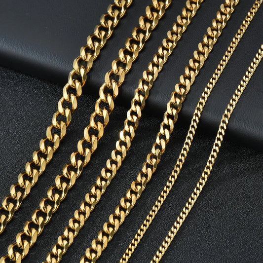 ✨ Punk Curb Cuban Chain Necklace – 3/5/7mm Stainless Steel Unisex Link 🔷 سلسلة ستانلس ستيل ستايل بانك – تصميم كيرب كوبن 3/5/7 ملم للرجال والنساء