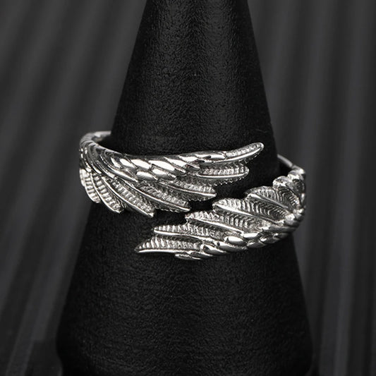 💍 2Pcs Vintage Angel & Demon Eye Adjustable Rings | خاتمان عتيقان بتصميم ملاك وجناح خفاش – قابلان للتعديل للرجال والنساء