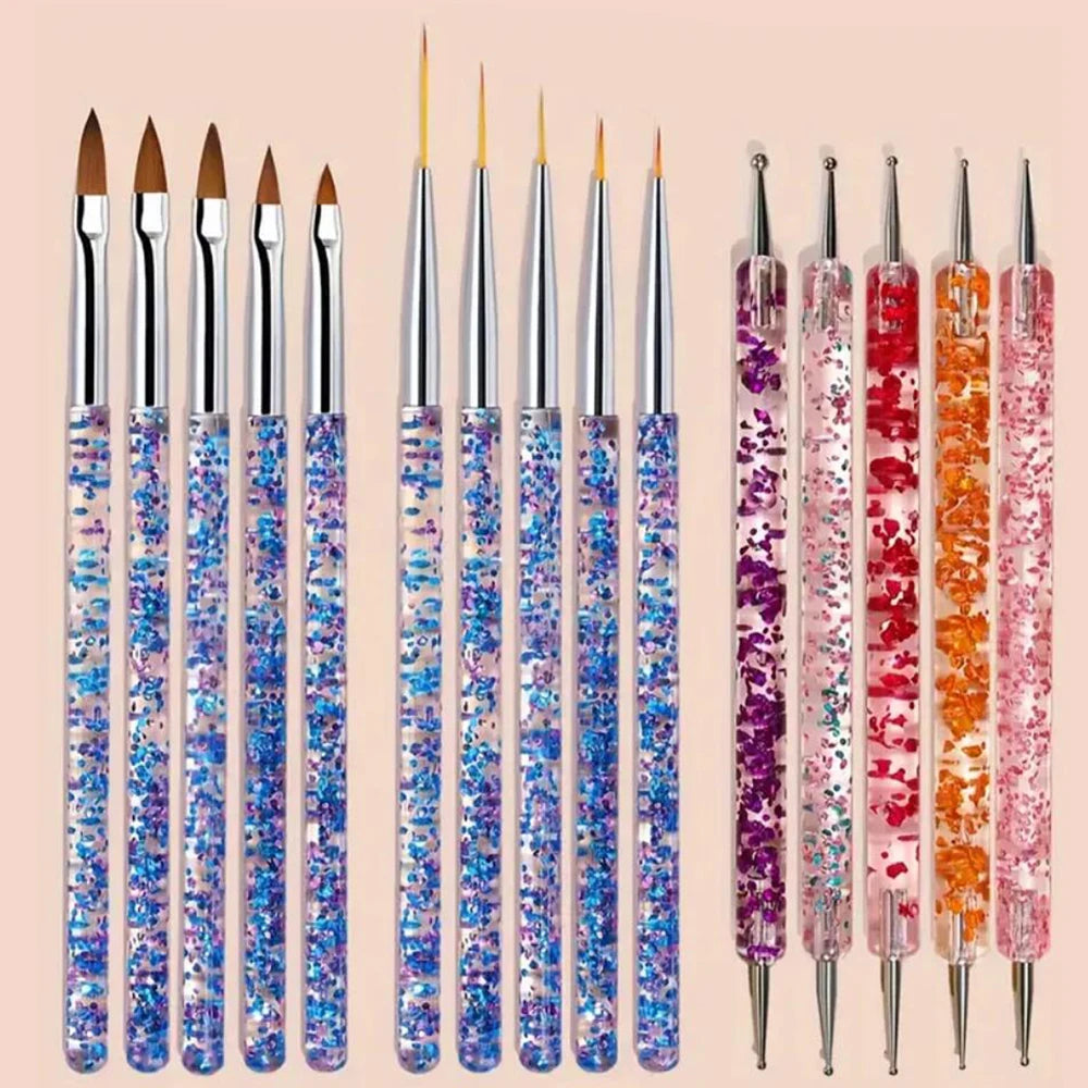 9pcs DIY Brush Nail Art Brush Set  Acrylic Lace Ombre Design Nail UV Gel Painting Drawing Flowers Pen Manicure Salon Tools Suit
