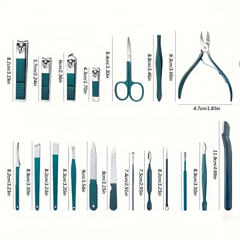 Professional 7/10/12/18-Piece Stainless Steel Nail Care Kit – Manicure & Pedicure Travel Set with Case | طقم عناية بالأظافر احترافي 7/10/12/18 قطعة من الستانلس ستيل – مانيكير وباديكير مع حقيبة سفر
