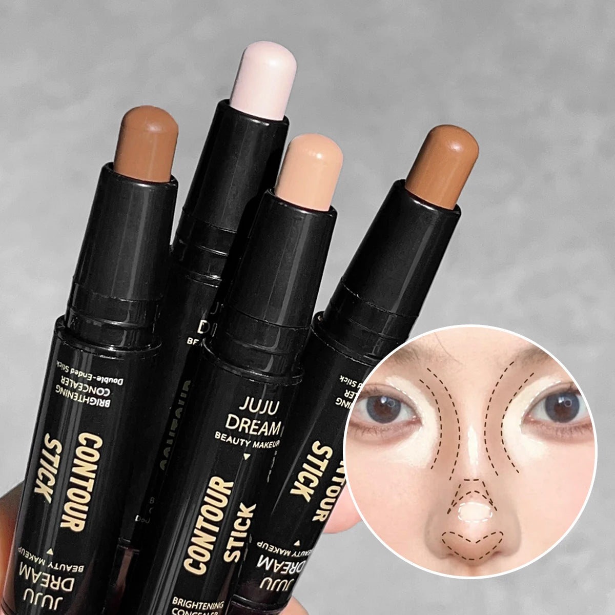 ✨ Dual-Ended Highlight & Contour Stick – 3D Face Shaping & Nose Shadow 🔷 قلم هايلايتر وكونتور مزدوج الأطراف – لتحديد الوجه وتفتيح الملامح بدقة ثلاثية الأبعاد