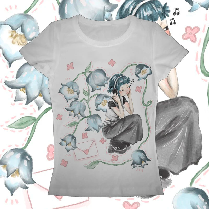 💥 Y2K Korean Emo Aesthetic Crop Tee 👚 – Vintage Harajuku Graphic Print Streetwear T-Shirt for Women | تيشيرت نسائي قصير بطبعة جرافيك – تصميم هاراجوكو كوري أنيق بأسلوب Y2K وجوثي