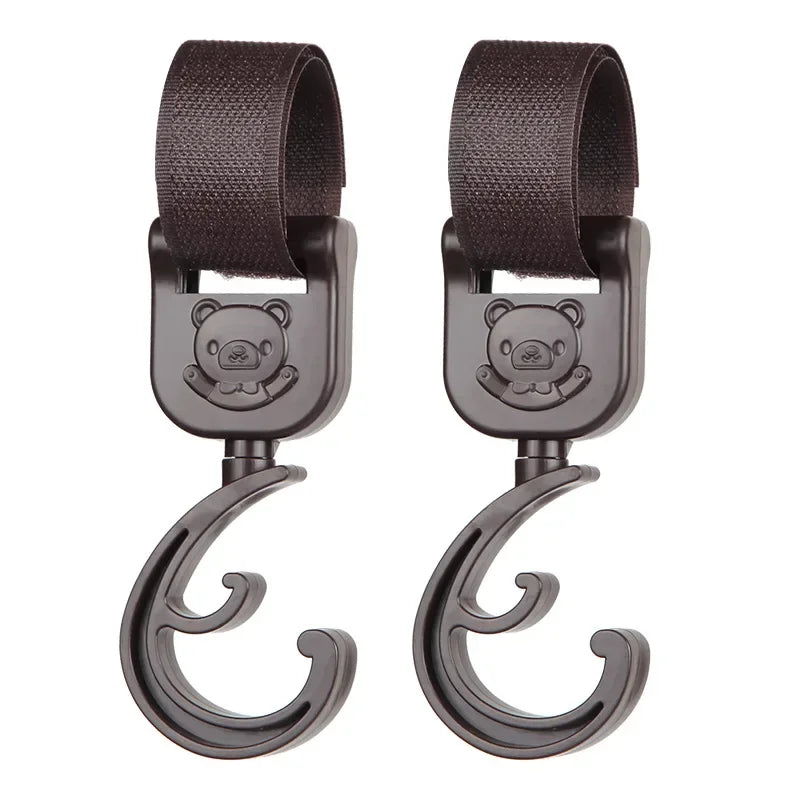🪝 360° Rotating Baby Stroller Hooks – Universal Organizer Hangers for Pram & Cart | خطاف دوّار 360° لعربات الأطفال – لتعليق الشنط وتوفير المساحة