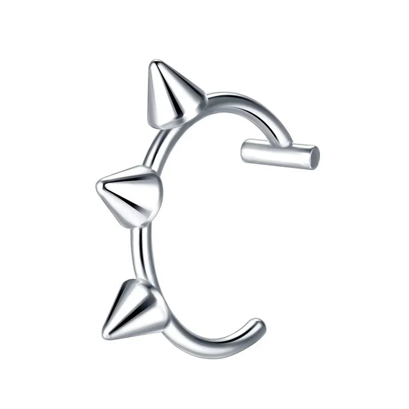 ✨ Stainless Steel Fake Nose & Lip Ring – C Clip Non-Pierced Body Jewelry 🔷 حلقة أنف أو شفة وهمية من الستانلس ستيل – تصميم C كليب بدون ثقب للنساء