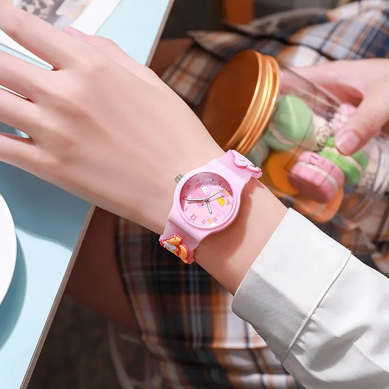 ⌚ Kawaii Sanrio 3D Cartoon Kids Watch – Waterproof Quartz Silicone Wristwatch | ساعة أطفال كرتونية سانريو ثلاثية الأبعاد – مقاومة للماء بسوار سيليكون ناعم