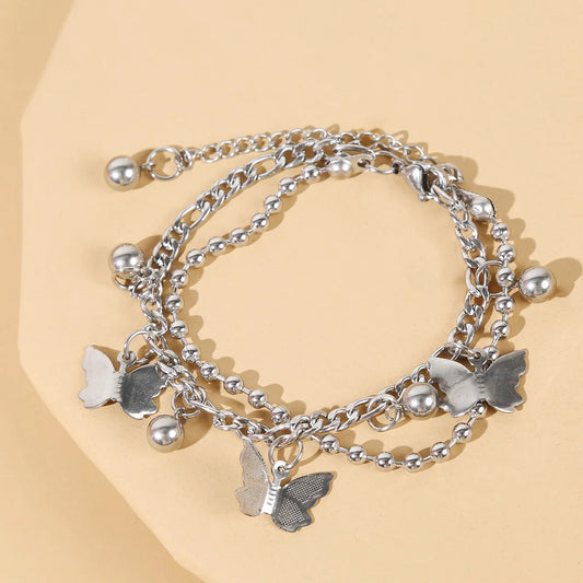 1PC Women's Fashion Trend Zinc Alloy Multilayer Steel Ball Love Bracelet Travel, Date, Banquet, Party, Festival Dressing Gifts