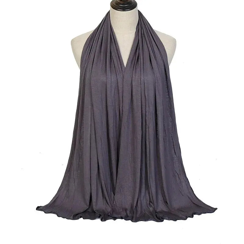 🌙 Modal Cotton Jersey Hijab Scarf 🧣 – Soft Plain Long Head Wrap for Women (170x60cm) | حجاب شيفون قطني ناعم – شال طويل سادة بربطة مرنة للنساء (170×60 سم)