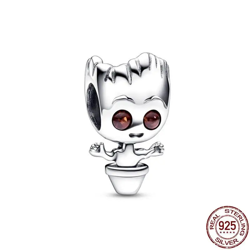 925 Sterling Silver Disney Bead Charm – Mickey, Minnie & Stitch DIY Bracelet Accessory | خرزة فضية أصلية 925 بتصميم ديزني – ميكي، ميني، وستيتش لسوار DIY نسائي أنيق