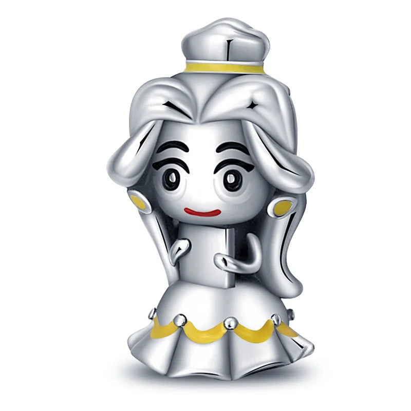 925 Sterling Silver Disney Bead Charm – Mickey, Minnie & Stitch DIY Bracelet Accessory | خرزة فضية أصلية 925 بتصميم ديزني – ميكي، ميني، وستيتش لسوار DIY نسائي أنيق