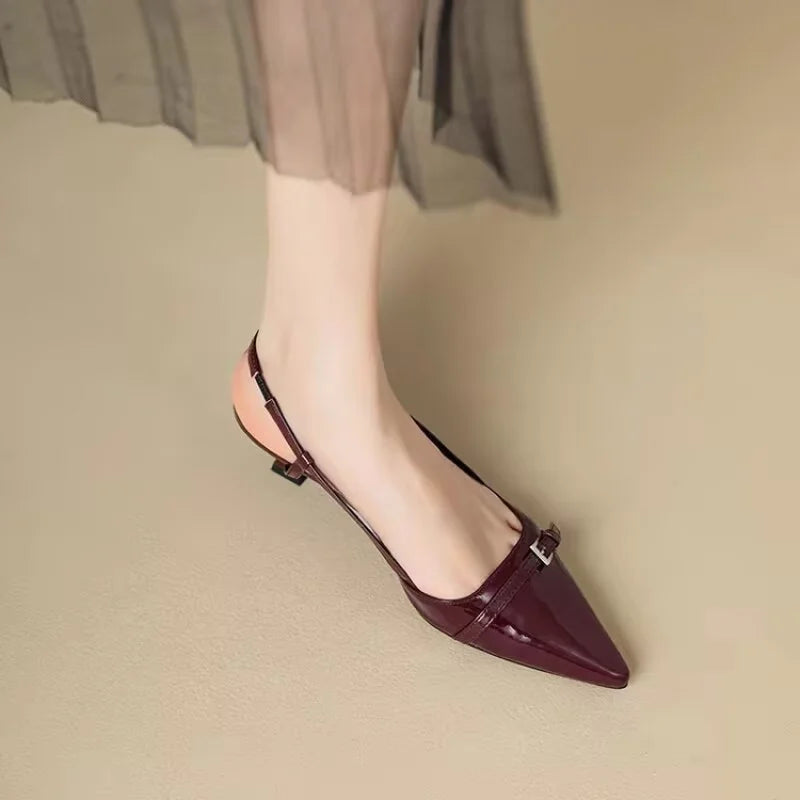 Women’s Satin Pointed-Toe Ankle Strap Pumps – Medium Stiletto Elegant Heels for Formal Events & Parties | كعب نسائي أنيق من الساتان بطرف مدبب ورباط على الكاحل – كعب متوسط رفيع للمناسبات الرسمية والحفلات