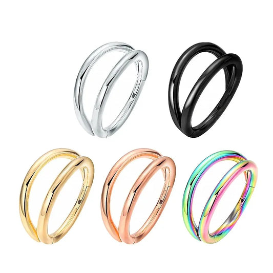 16G Double Hoop Nose & Cartilage Ring – Open Stacked Septum Piercing for Women & Men | حلق مزدوج للأنف والغضروف بقياس 16G – تصميم مفتوح وعصري مناسب للنساء والرجال