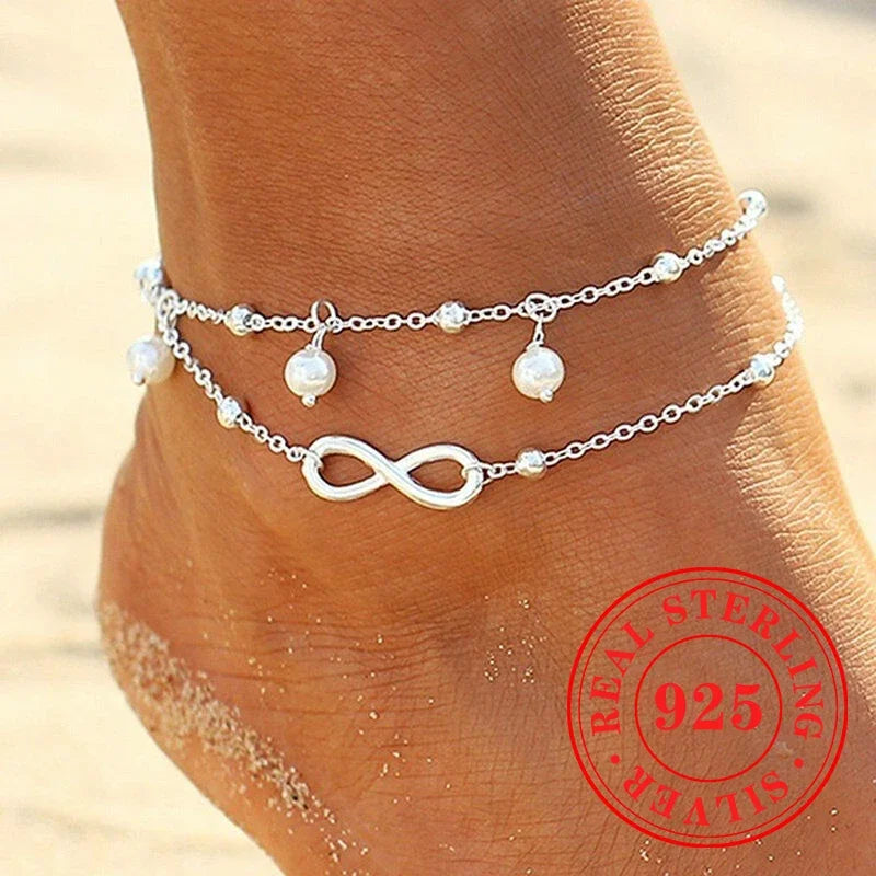 CAOSHI 925 Sterling Silver Anklet – Elegant High-End Leg Jewelry for Women’s Travel, Beach & Party Looks | خلخال نسائي فاخر من الفضة الأصلية 925 – إكسسوار أنيق لإبراز الساق للمناسبات والسفر والشاطئ