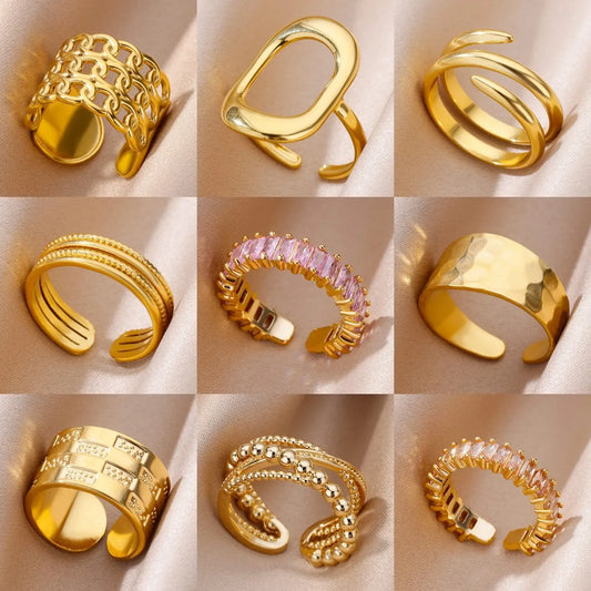 ✨ 316L Stainless Steel Gold Rings – Classic Wedding & Couple Jewelry 🔷 خواتم ستانلس ستيل 316L بلون ذهبي – تصميم فاخر وكلاسيكي للزفاف