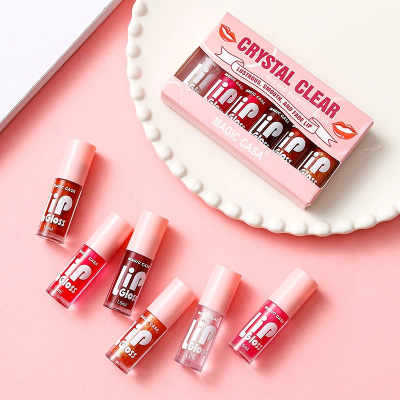 MAGIC CASA 6pcs Jelly Lip Oil – Plumping & Hydrating Gloss | ماچيك كازا طقم 6 زيوت شفاه جلّي – ترطيب ولمعان طبيعي