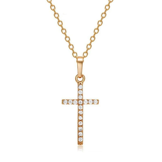 Women’s Adjustable Rhinestone Cross Pendant Necklace – Solid Color Summer Jewelry | عقد نسائي صيفي قابل للتعديل بقلادة صليب مرصعة – تصميم أنيق بلون موحّد