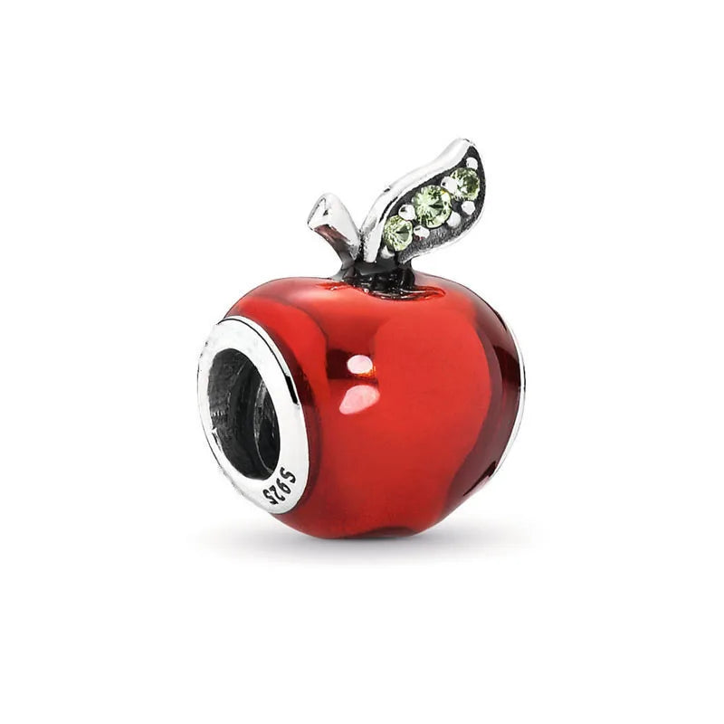 Valentine's Day Red Christmas Apple Gift  Dangle Charms Beads 925 Sterling Silver  Fit Original Heart Bracelet Women Jewelry