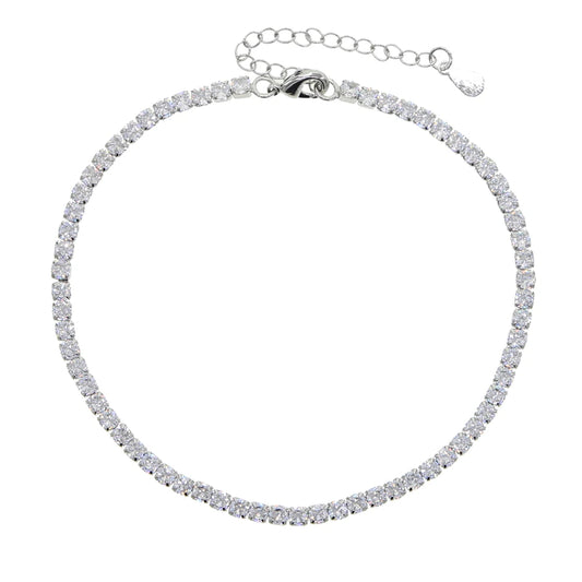 3mm CZ Tennis Chain Anklet – Iced Out Bling Foot Jewelry for Girls & Women | خلخال تنس مرصع بكريستالات CZ 3 ملم – إكسسوار ساق لامع لصيف 2025 للنساء والفتيات
