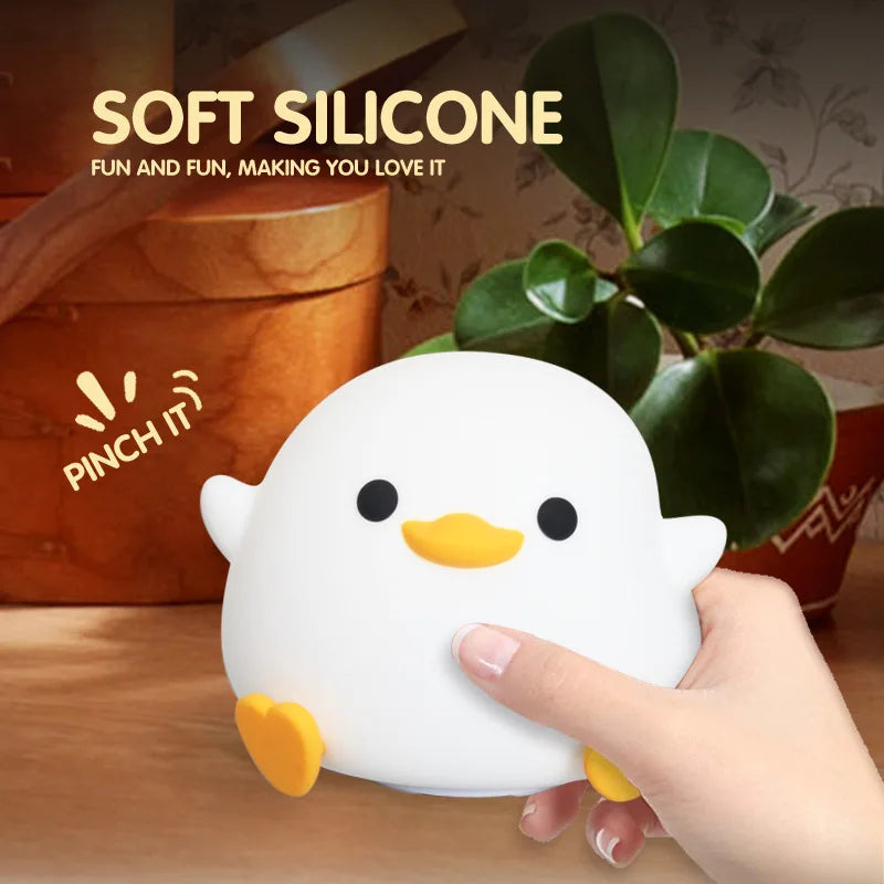 🌙 Duck Silicone Night Light 🐤 – USB Rechargeable Touch Lamp with Timer for Kids | مصباح بطة ليلي من السيليكون – يعمل باللمس وقابل للشحن مع مؤقت للأطفال