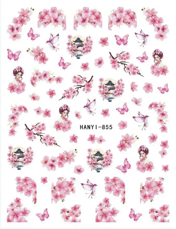 1Pc 3D Nail Sticker Colorful Pattern Press on Nail Decals Wave Gold Ink Blooming Marble Design Slider DIY Nail Art Decorations