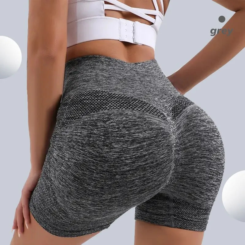 🍑 Women's High-Waist Booty Lifting Shorts – Tummy Control Smile Yoga Pants | شورت رياضي نسائي خصر عالي – رفع للمؤخرة وتحكم في البطن بتصميم سمايل