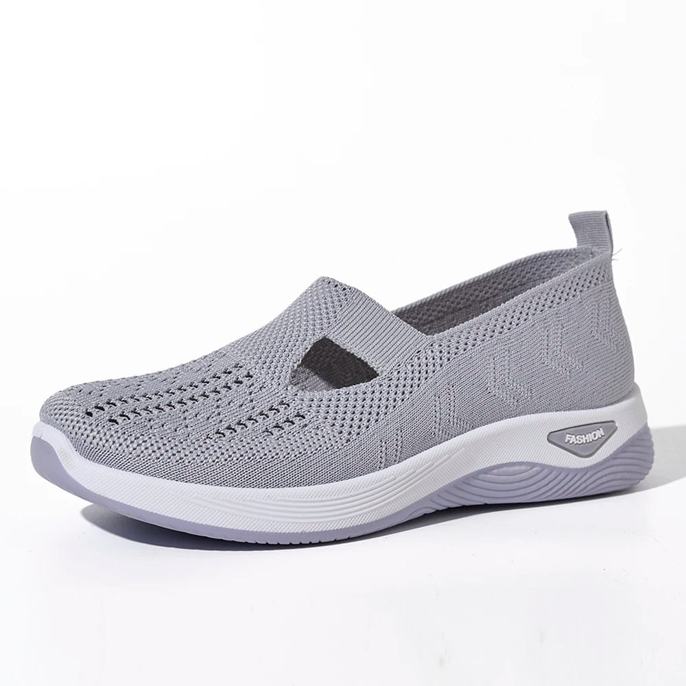 Women’s Mesh Knit Slip-On Sneakers – Lightweight, Breathable, Anti-Slip Flat Shoes | سنيكرز نسائي شبكي بنعل مسطح – خفيف، قابل للتهوية، مضاد للانزلاق وسهل الارتداء