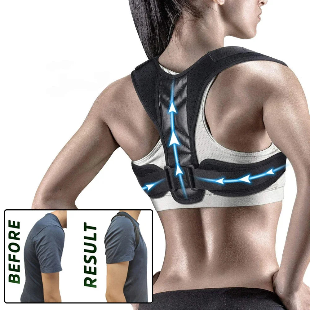 Adjustable Back Posture Correction Belt – Shoulder & Spine Support for Men & Women | حزام تصحيح انحناء الظهر والكتف – لتقويم الجلسة وتحسين الوقفة للرجال والنساء