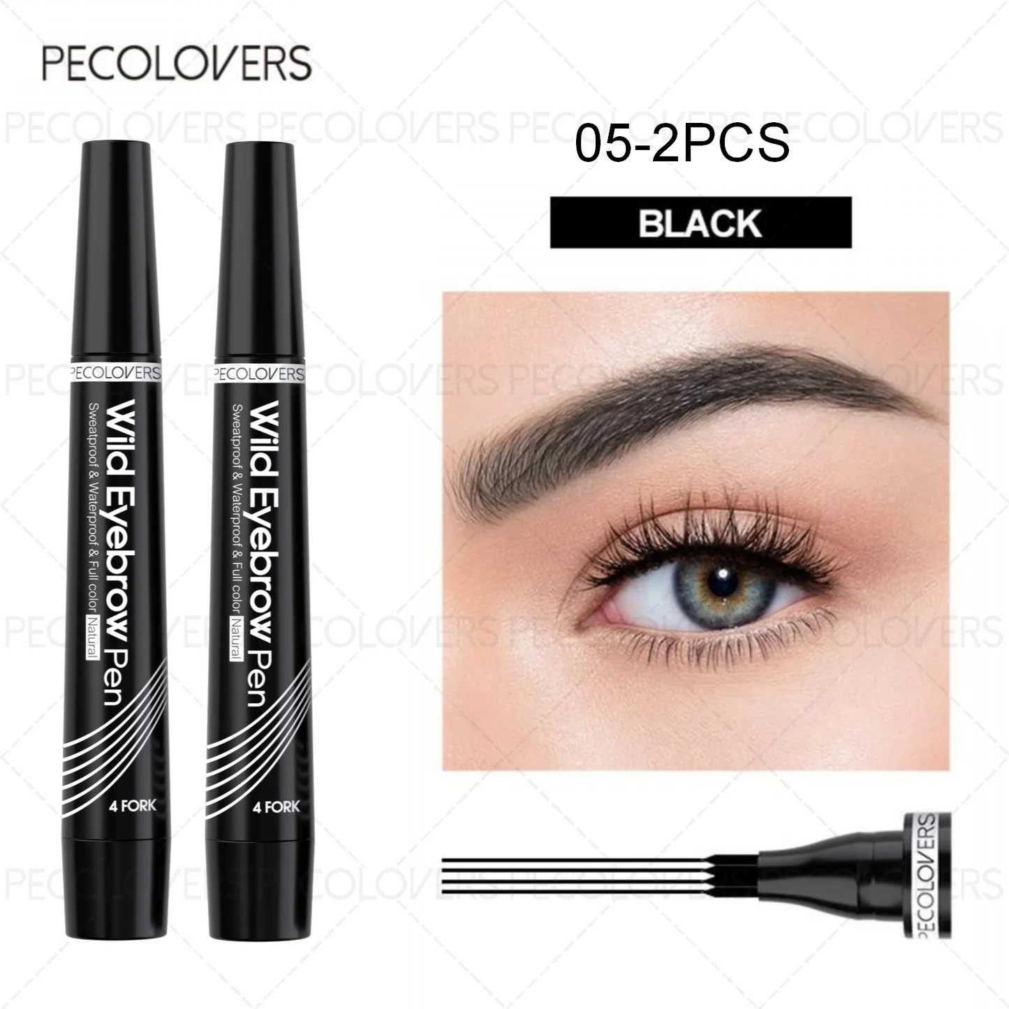 قلم وشم حواجب ضد الماء بأطراف رباعية – 6 ألوان طبيعية | Waterproof 4-Tip Eyebrow Tattoo Pen – 6 Natural Colors