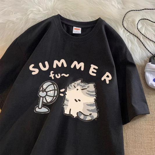 🧢 Korean Retro Minimalist T-Shirt 👕 – Unisex Loose Thin Summer Tee with Vintage Print | تيشيرت كوري رجالي/نسائي بقصة واسعة – تصميم صيفي خفيف بطبعة ريترو كلاسيكية