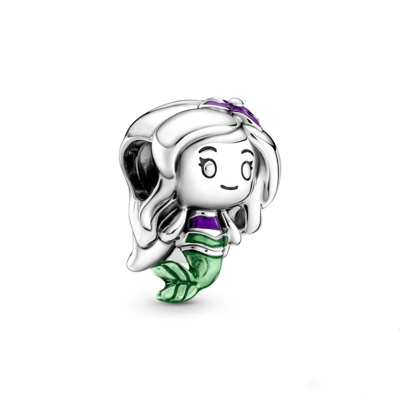 925 Sterling Silver Disney Bead Charm – Mickey, Minnie & Stitch DIY Bracelet Accessory | خرزة فضية أصلية 925 بتصميم ديزني – ميكي، ميني، وستيتش لسوار DIY نسائي أنيق
