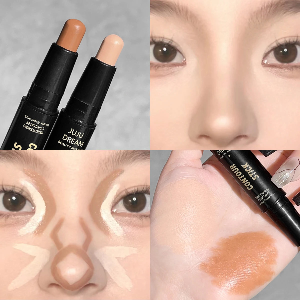 ✨ Dual-Ended Highlight & Contour Stick – 3D Face Shaping & Nose Shadow 🔷 قلم هايلايتر وكونتور مزدوج الأطراف – لتحديد الوجه وتفتيح الملامح بدقة ثلاثية الأبعاد