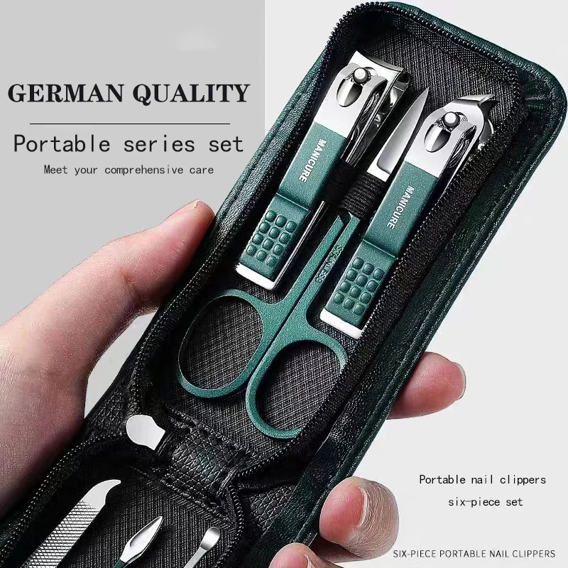 💼 6-Piece High-End Nail Clippers & Manicure Set | طقم فاخر للعناية بالأظافر – 6 أدوات احترافية للرجال والنساء