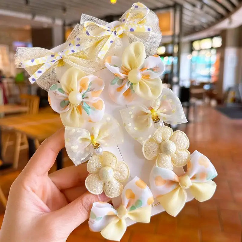 🎀 10Pcs Baby Girl Hair Clip Set – Cute Bows, Lace & Flower Hairpins | طقم 10 مشابك شعر للبنات – فيونكات، دانتيل، وزهور كيوت للأطفال والهدايا